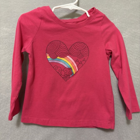 Cat & Jack Other - Cat & Jack Long Sleeve Pullover Pink With Heart & Rainbow Girls T-Shirt 3T